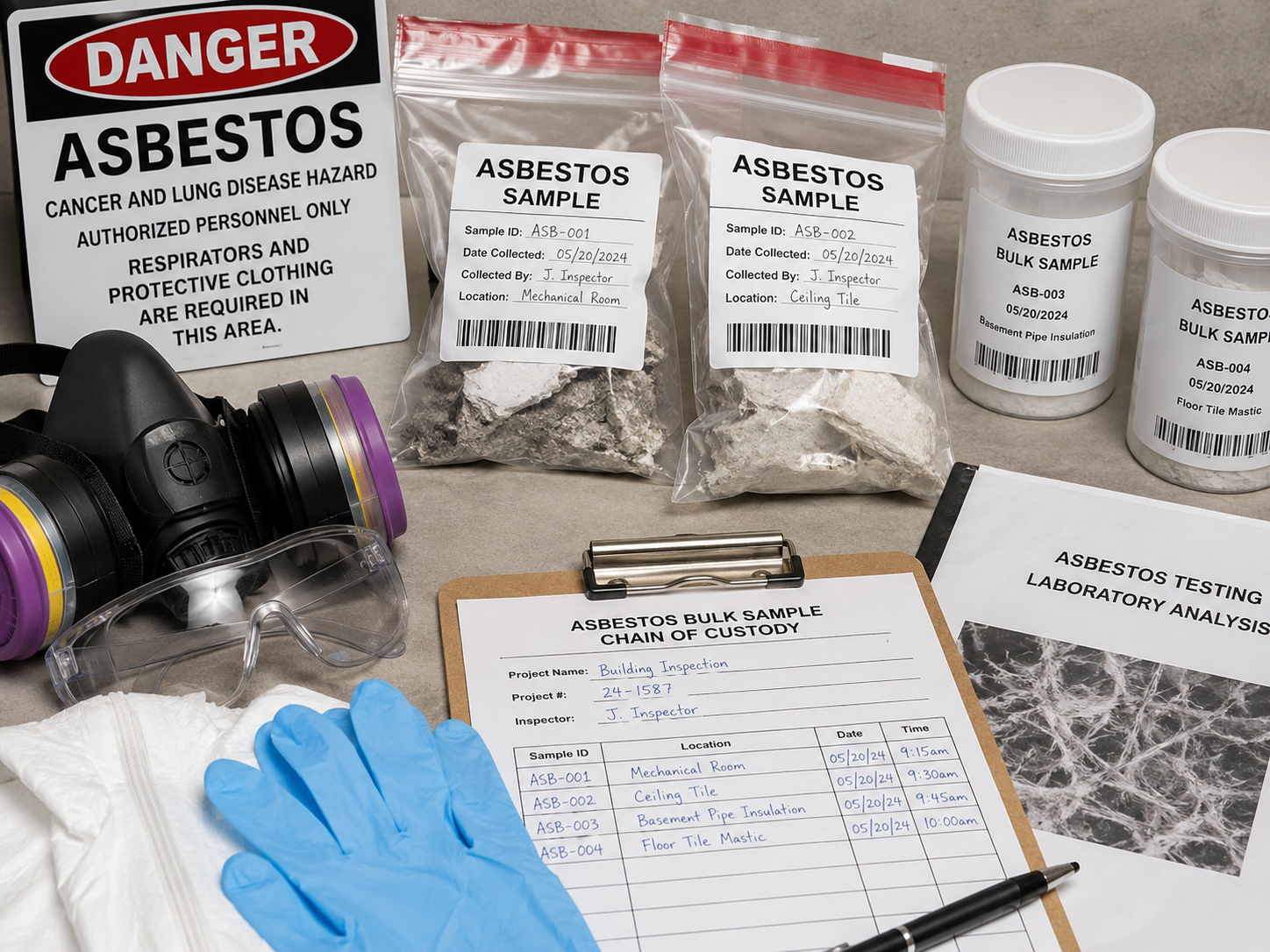 Reviewing suspected asbestos-containing building materials before removal in Squamish